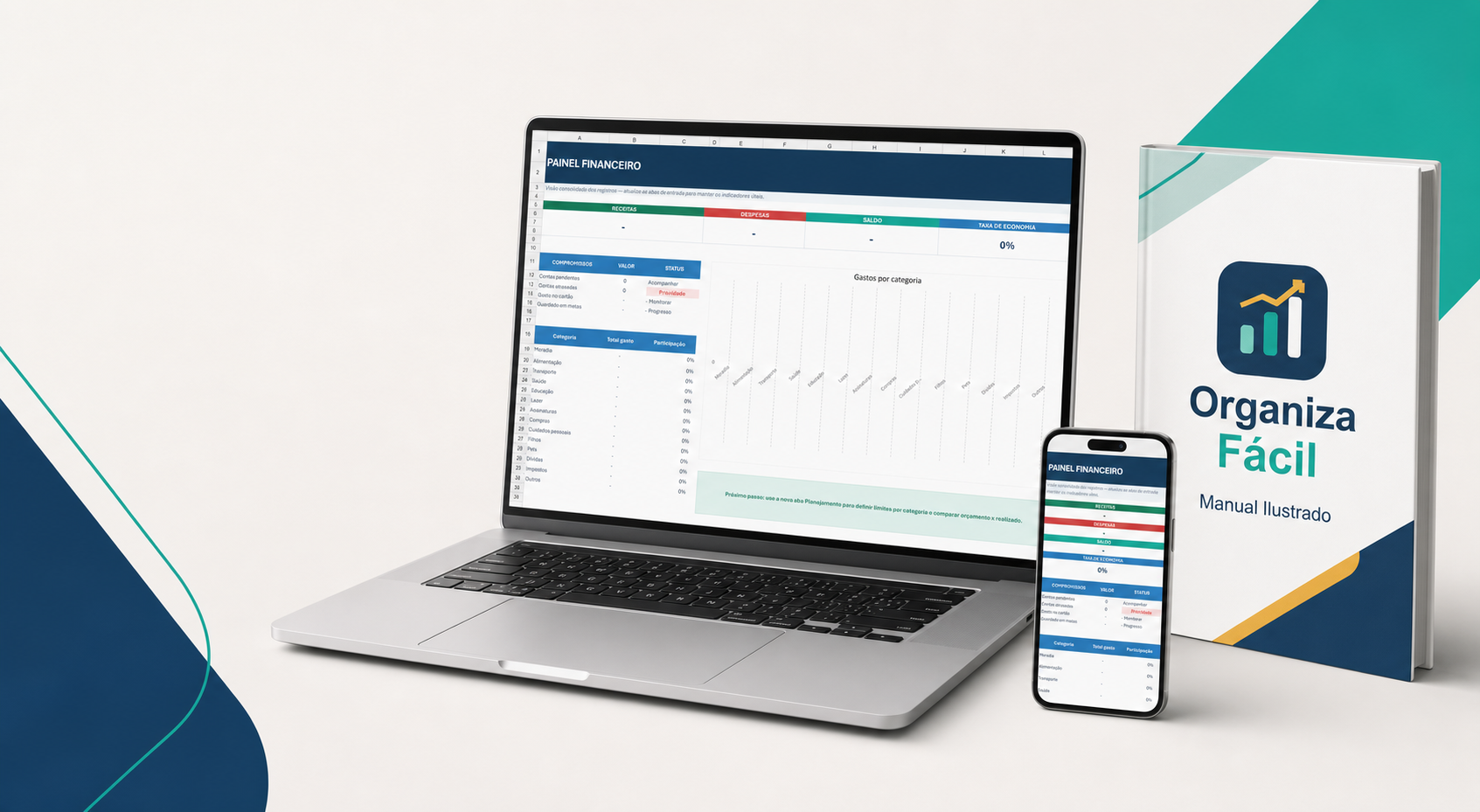 Planilha Financeira Organiza Fácil em computador e celular